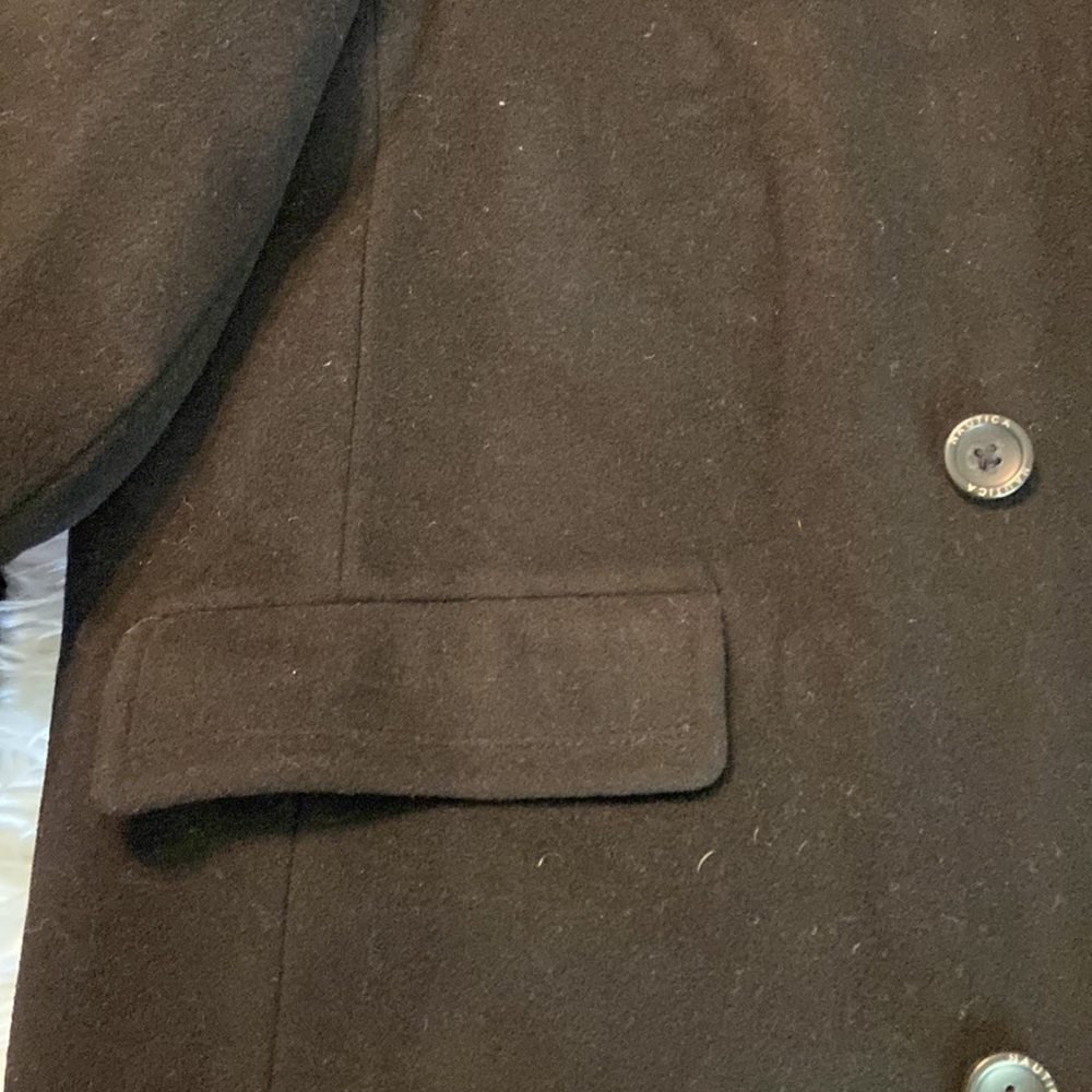 Nautica Man Wool 67% 12 % cashmere 21 Naylon Coat long 31 bust 44” - Picture 10 of 12